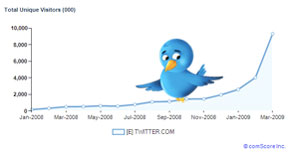 Twitter Records 131% Growth in March 2009