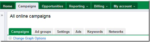Google Campaigns Screen