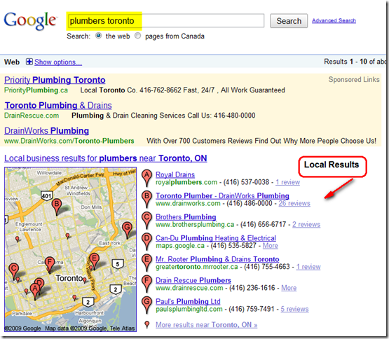 Google Local Results Long Tail