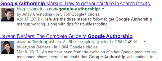 Google Authorship in SERPs