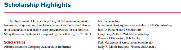 Arizona State Edu mention of scholarship sponsorship