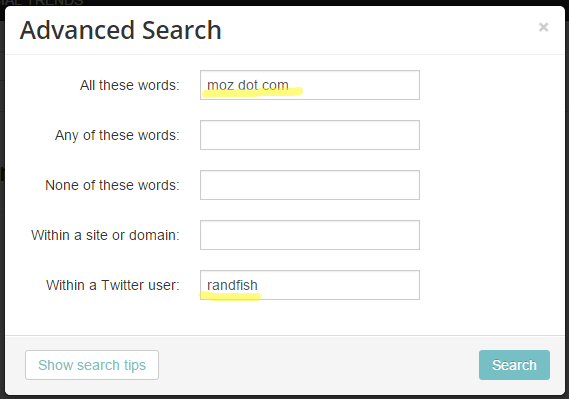 keywords for advanced search
