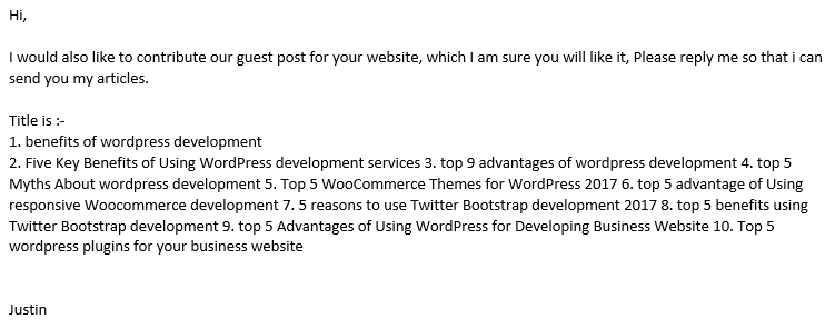 Bad email template for guest posting