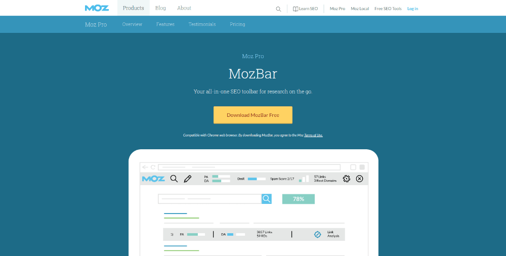 mozbar login screen