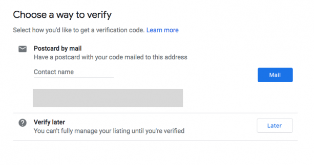 Verifying business in google