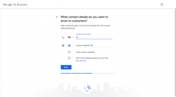 Setting up contact details for google my business