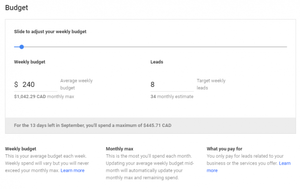 Local Ads - Setting budgets