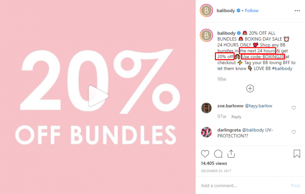 Bali Body - Instagram promotion