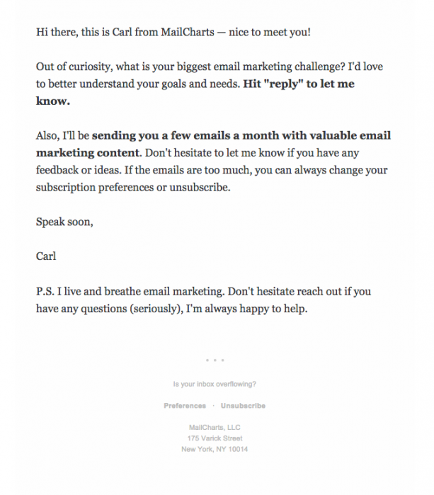 Plain text email template