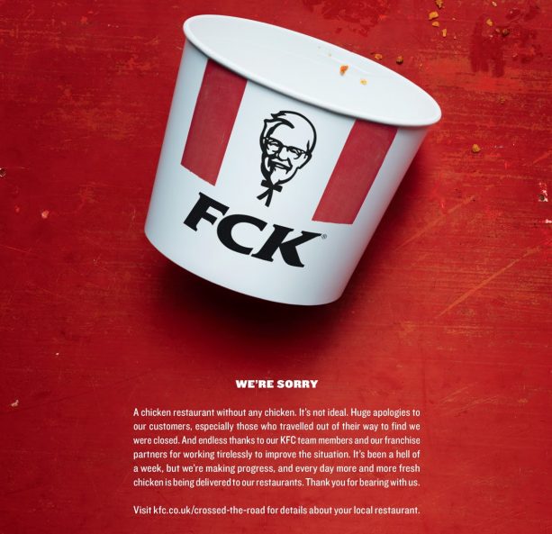 KFC response to No chicken incident