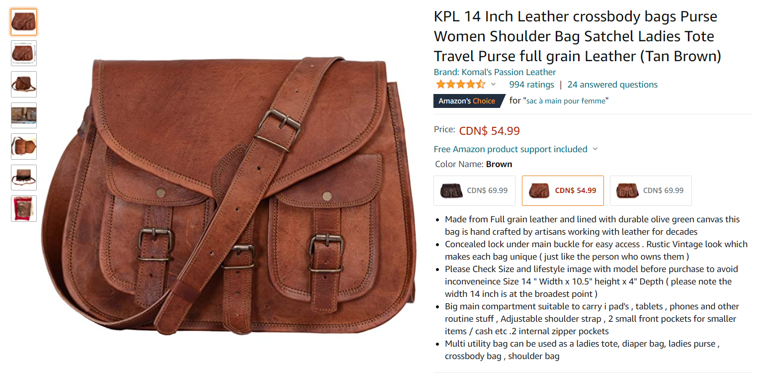 KPL Leather Crossbody Bag for women purse tote ladies bags satchel travel  tote shoulder bag