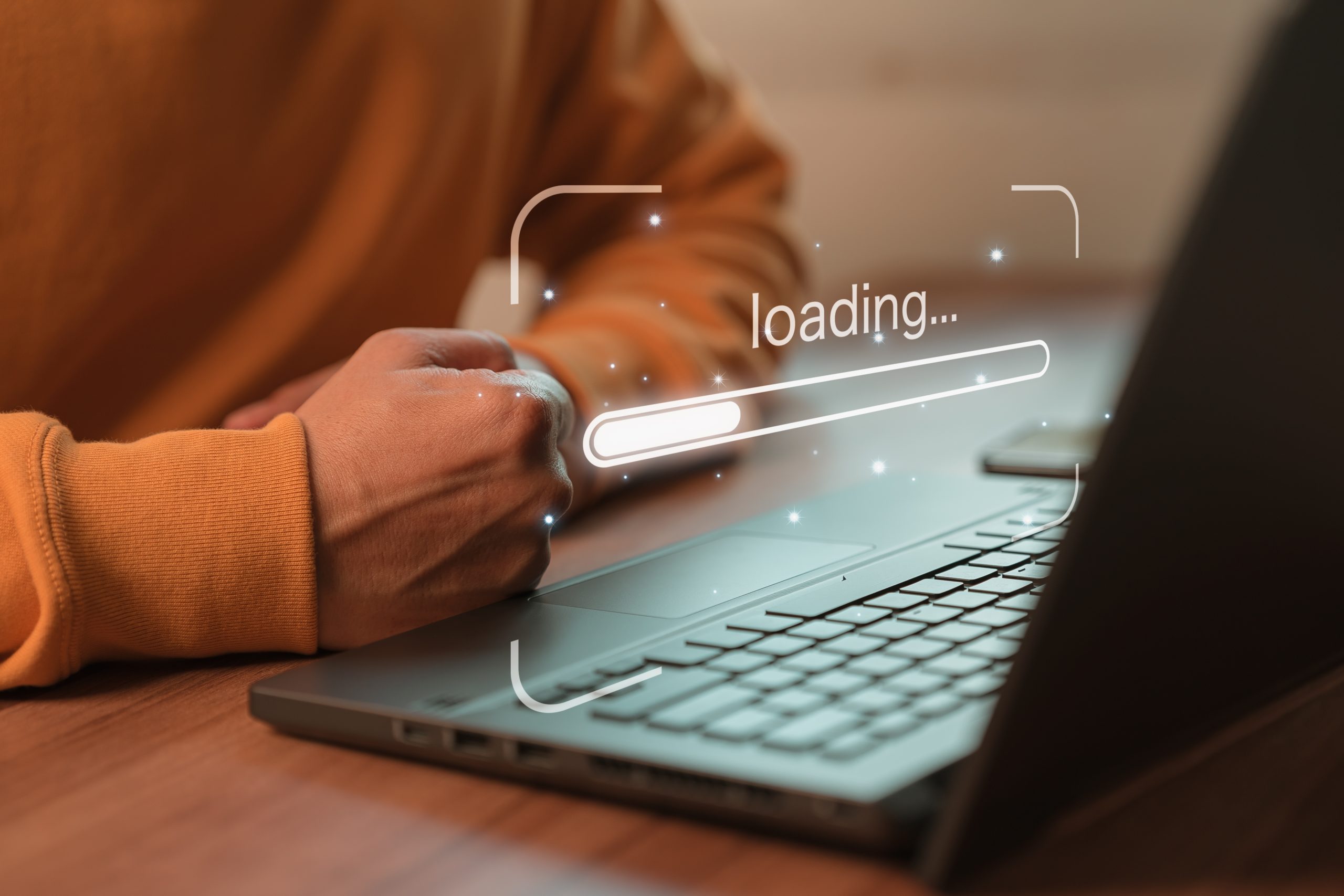Man frustrated by slow loading website