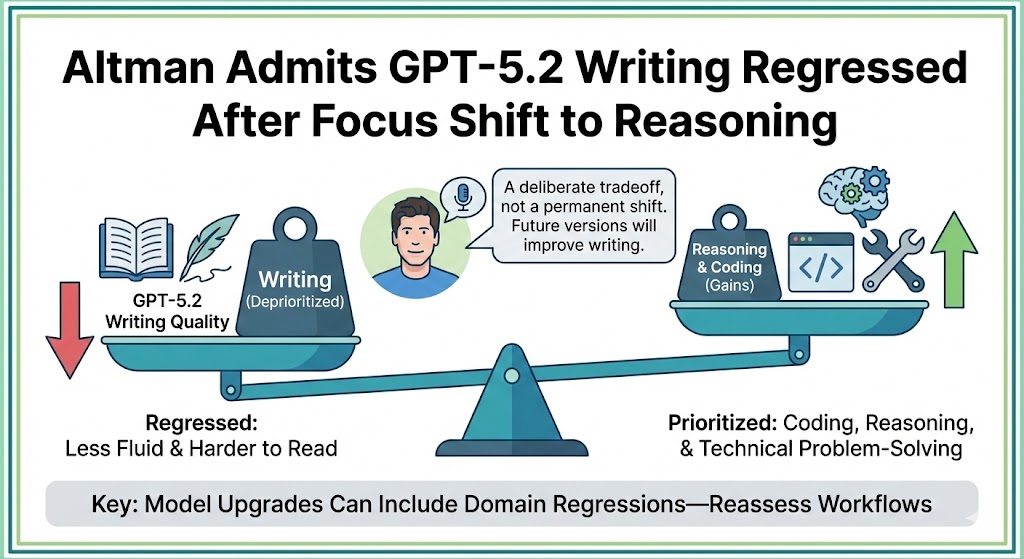 Altman Admits GPT-5.2 Writing Regressed After Focus Shift to Reasoning