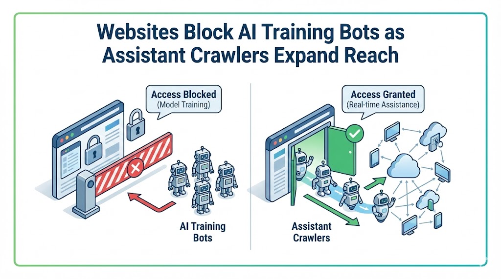 Websites Block AI Training Bots as Assistant Crawlers Expand Reach