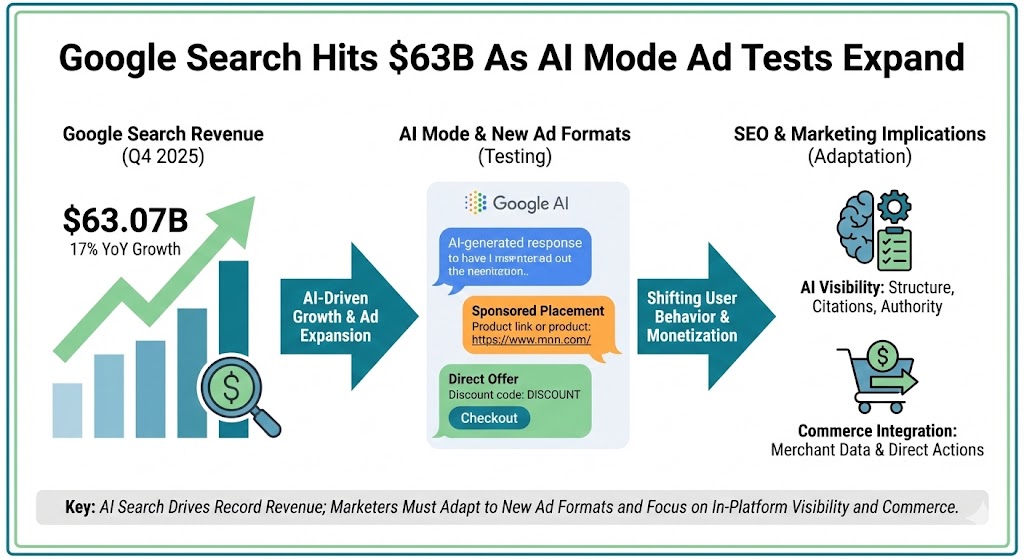 Google Search Hits $63B As AI Mode Ad Tests Expand