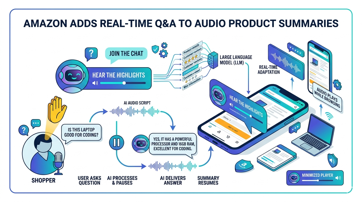 Amazon Adds Real-Time Q&A to Audio Product Summaries, Changing How Shoppers Research on Mobile