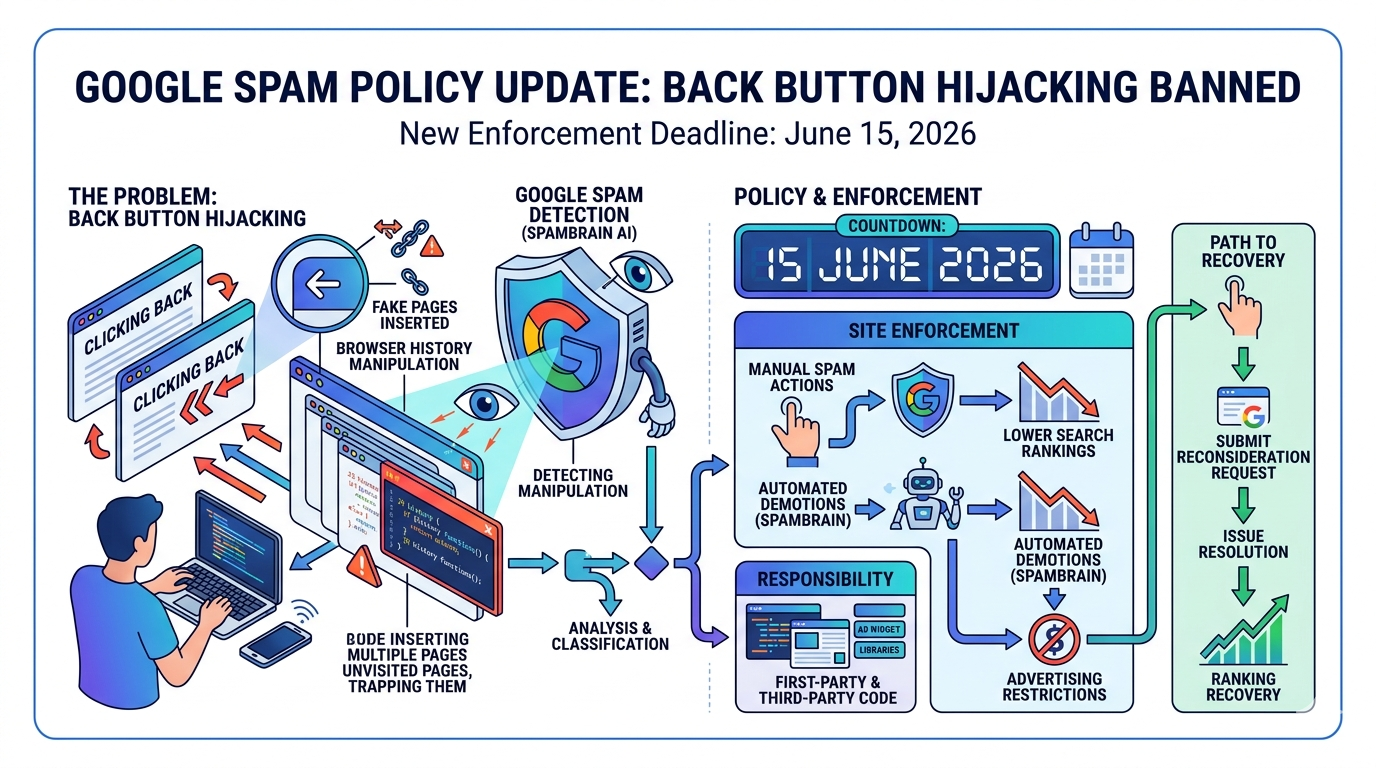 Google Adds Back Button Hijacking to Spam Policy, Sets June 15 Enforcement Deadline