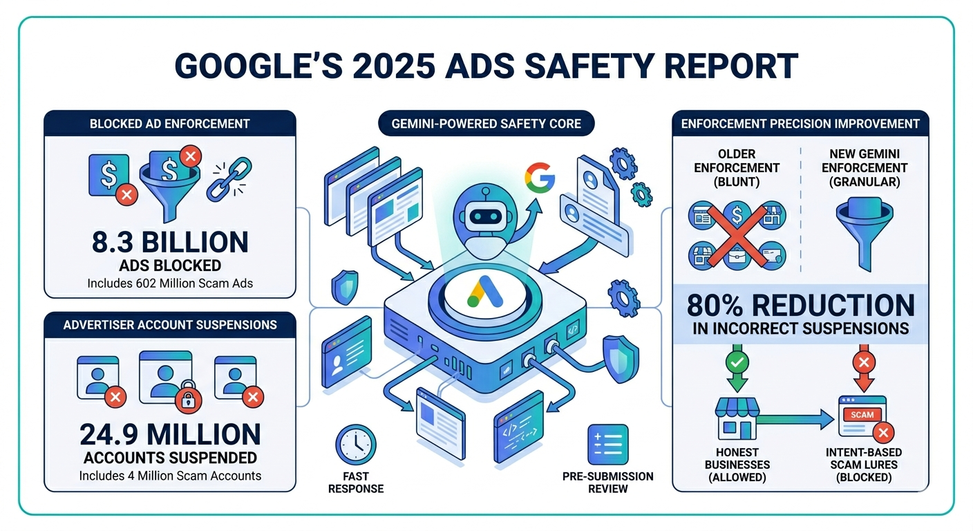 Google's 2025 Ads Safety Report: Gemini Blocked 8.3 Billion Ads