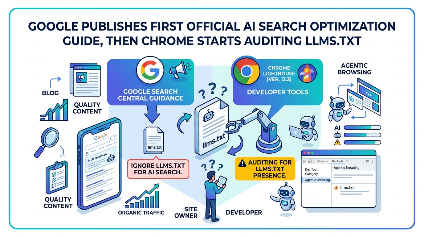 Google Publishes First Official AI Search Optimization Guide, Then Chrome Starts Auditing llms.txt