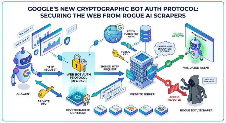 Google Tests Cryptographic Bot Authentication Protocol to Help Sites Distinguish Legitimate AI Agents from Rogue Scrapers