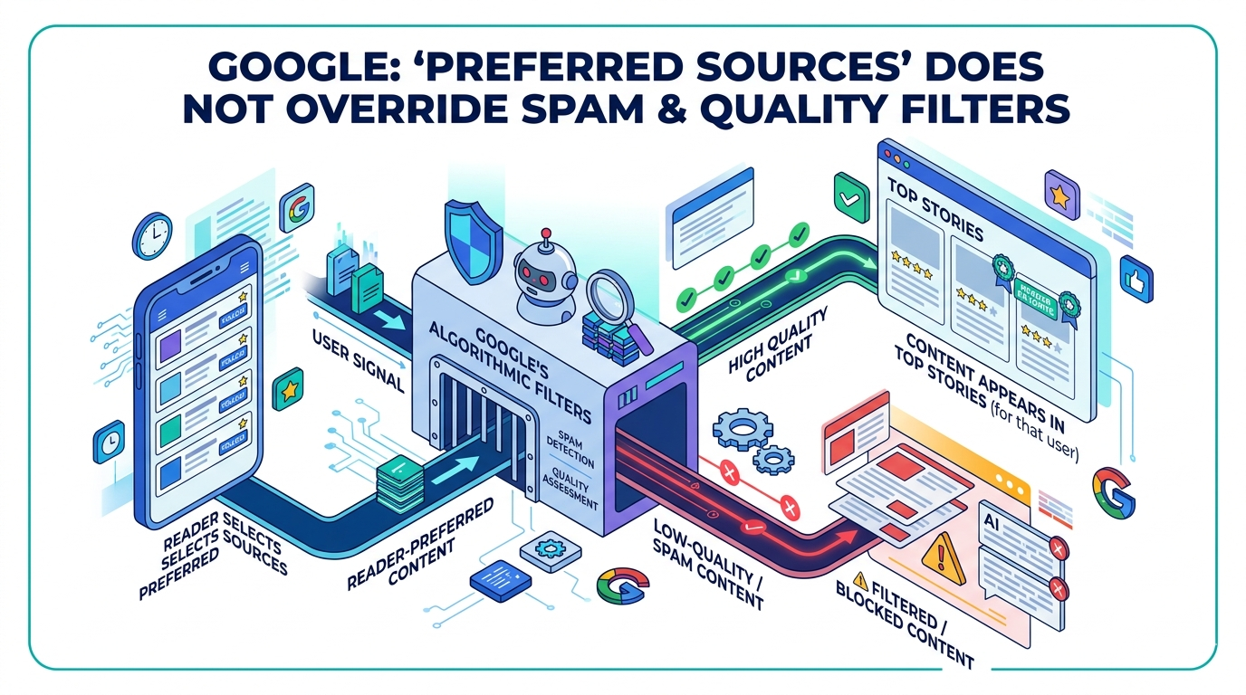 Google’s John Mueller Confirms Preferred Sources Does Not Override Spam and Quality Filters