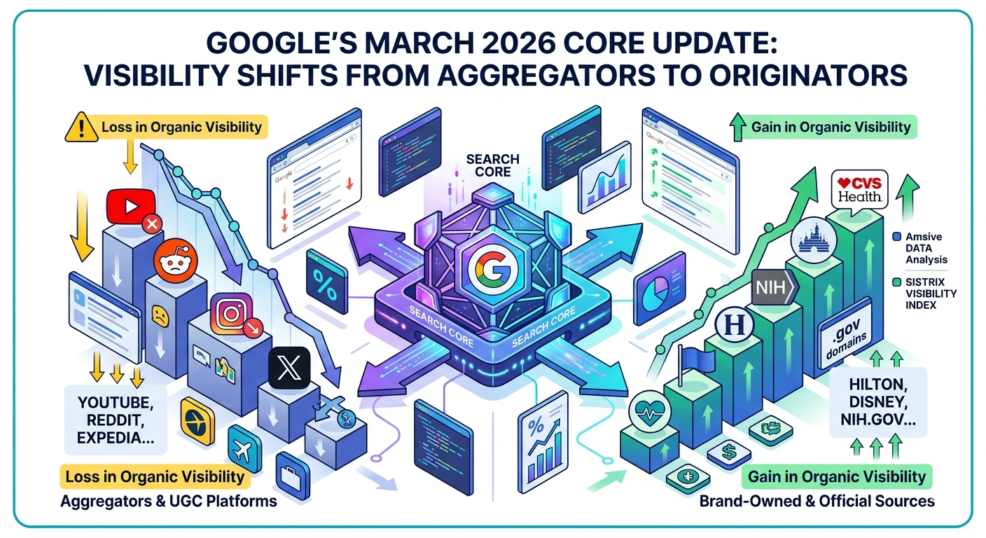 Google’s March 2026 Core Update Pulled Organic Visibility Away From Aggregators and UGC Platforms, Amsive Data Shows