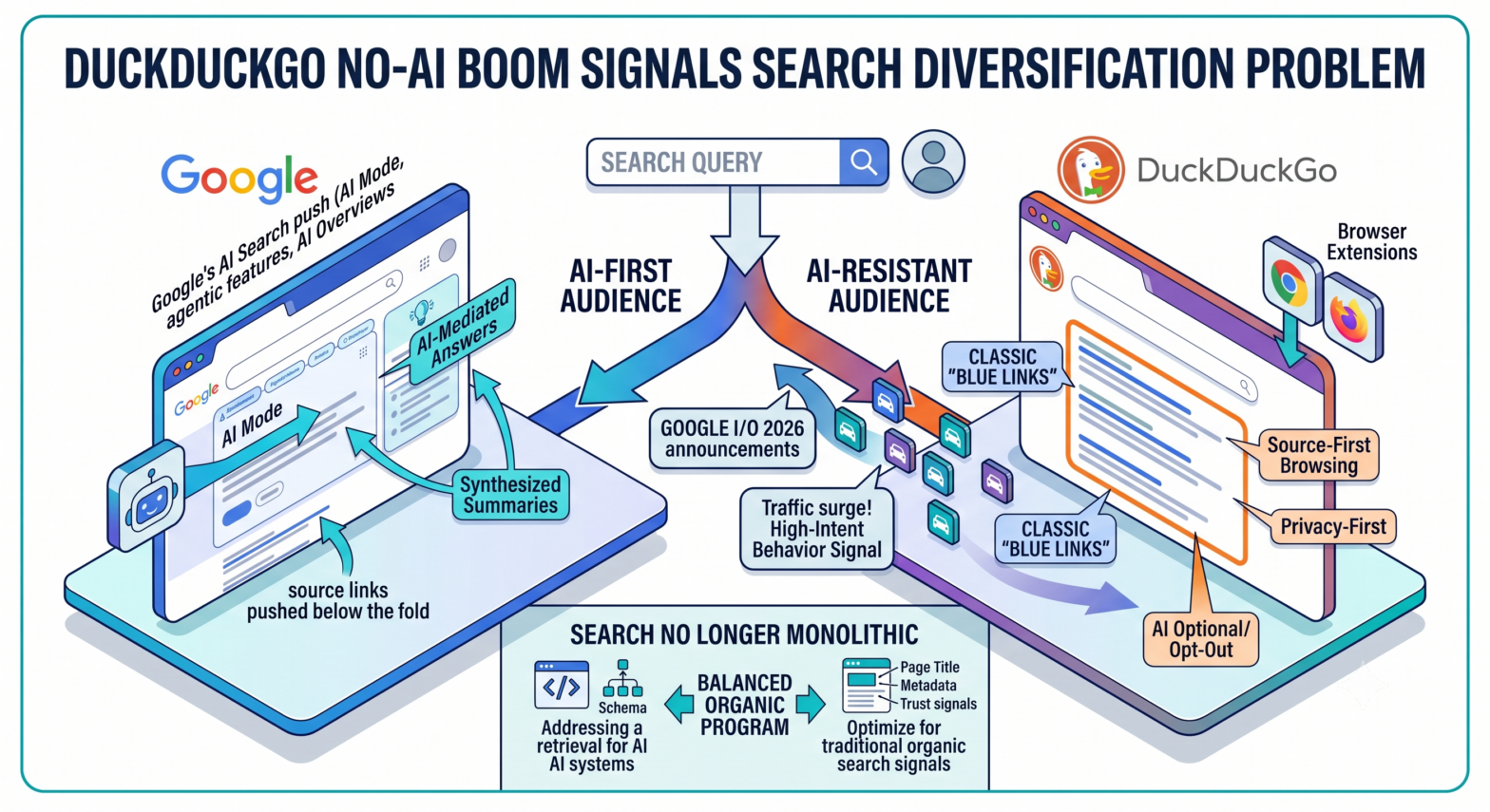 DuckDuckGo’s No-AI Search Boom Signals a Search Diversification Problem for Marketers