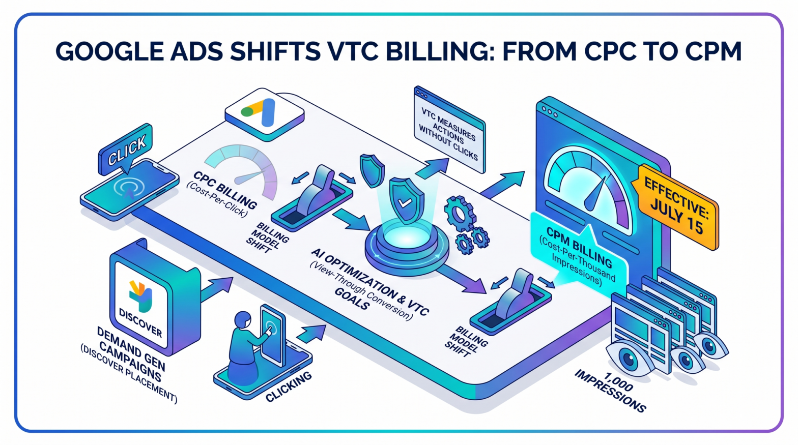Google Ads to Switch Demand Gen Billing from CPC to CPM for VTC-Optimized Discover Campaigns Starting July 15