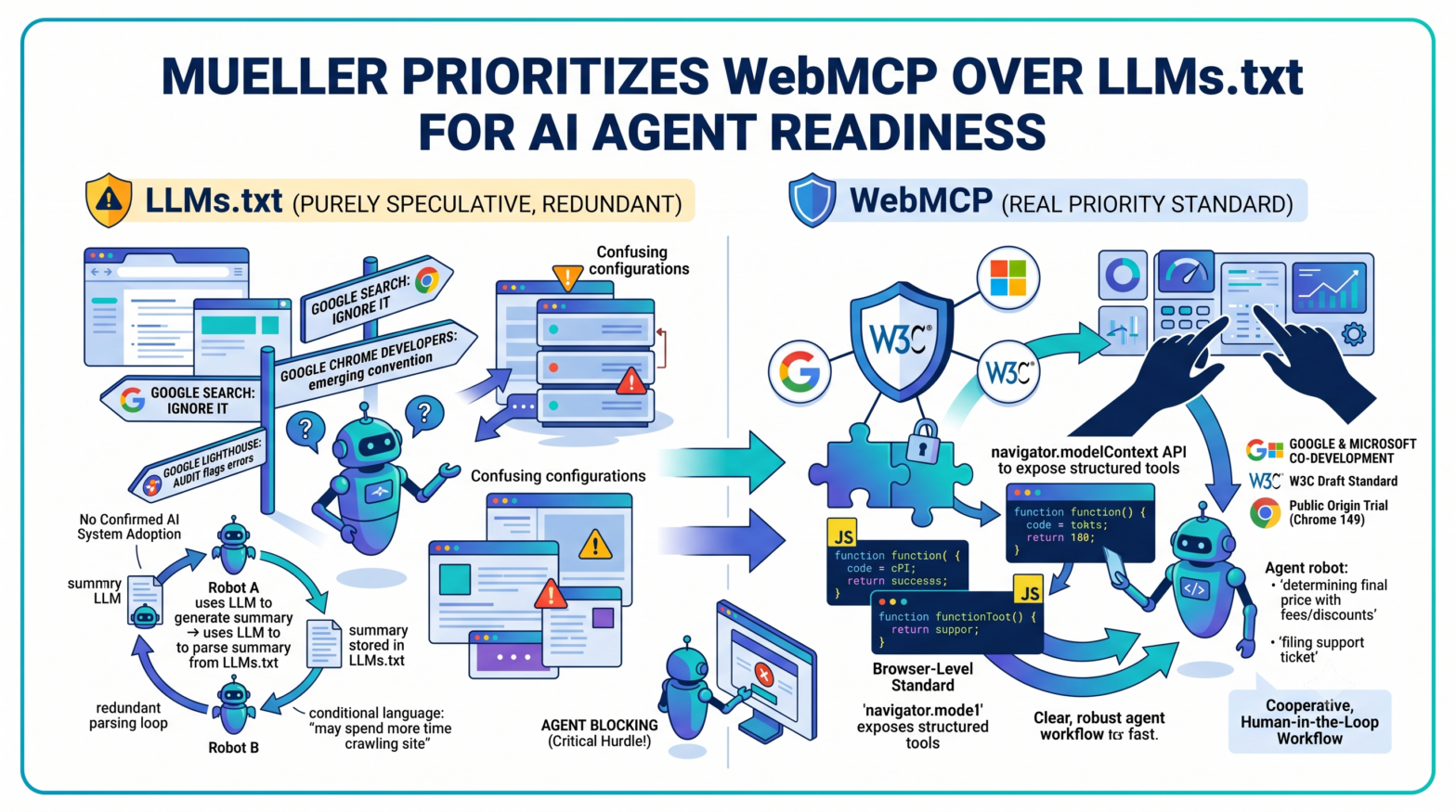 Google’s John Mueller Calls LLMs.txt “Purely Speculative” and Points to WebMCP as the Real Priority for AI Agent Readiness