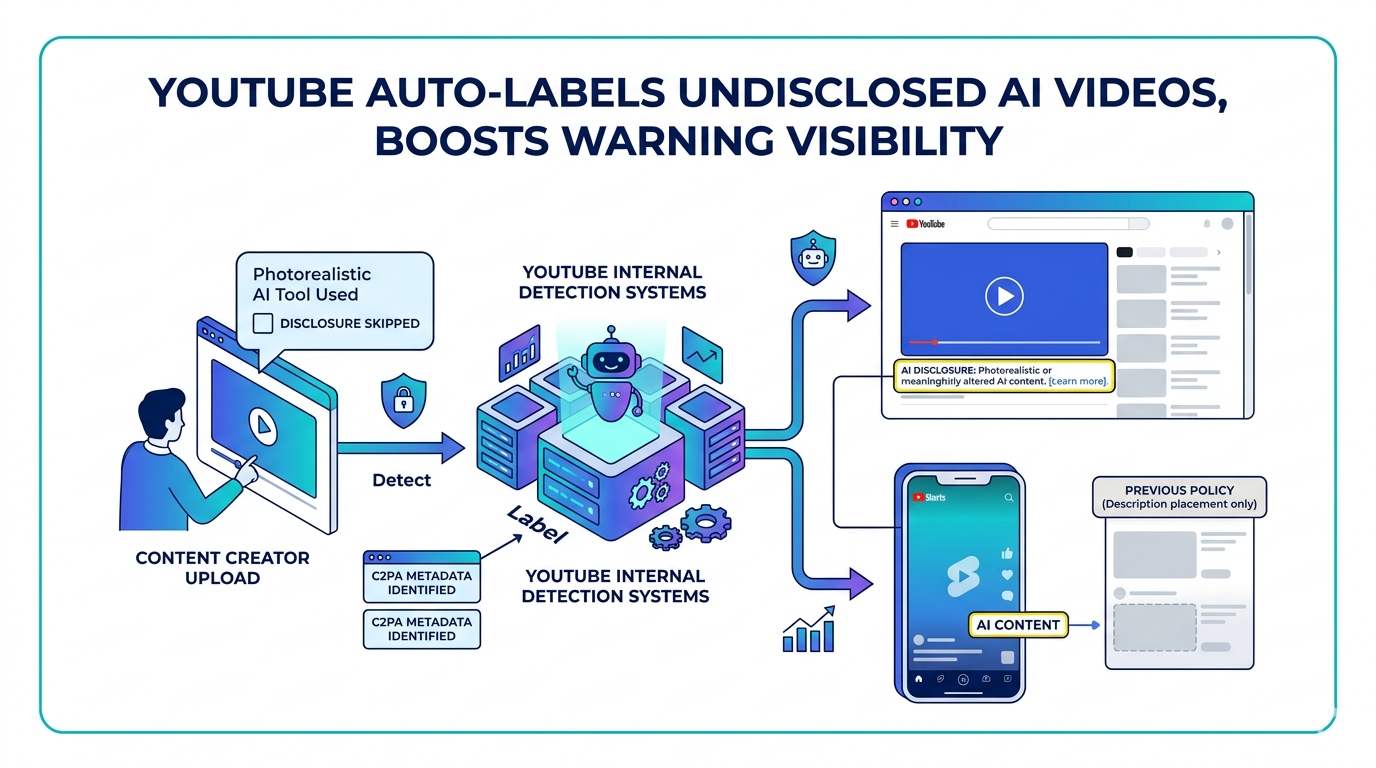 YouTube Now Auto-Labels AI Videos Creators Fail to Disclose, Moves Warnings to Prominent Positions