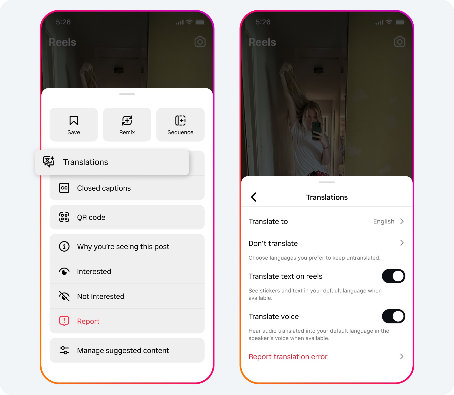 AI Translation Controls - Meta AI