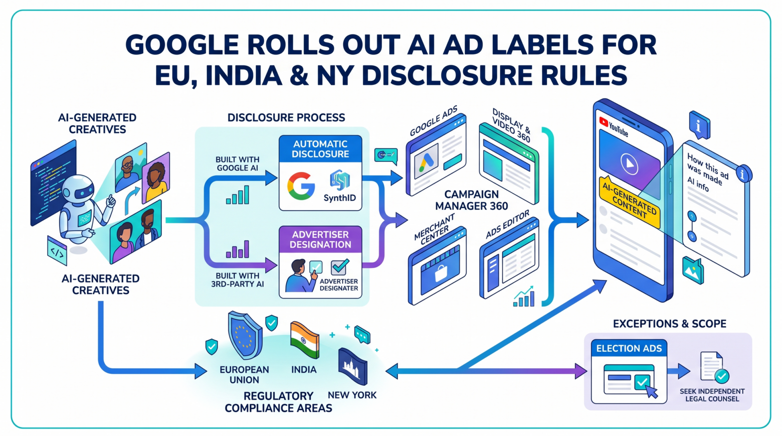 Google Rolls Out AI Content Labels Across Five Ad Platforms, Citing New EU, India, and New York Disclosure Rules