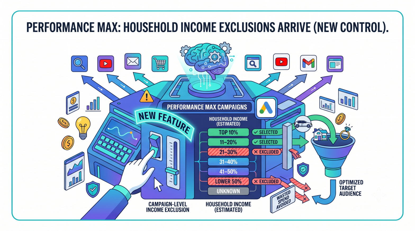 Household Income Exclusions Appear in Performance Max Campaigns for the First Time