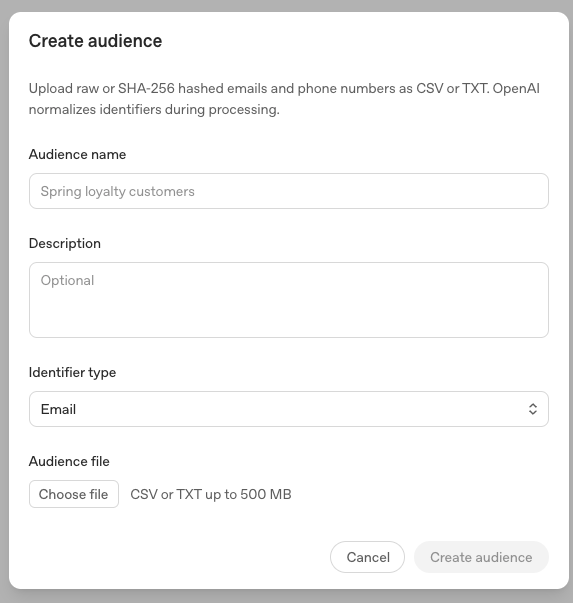 Audiences in ChatGPT Ads Campaign