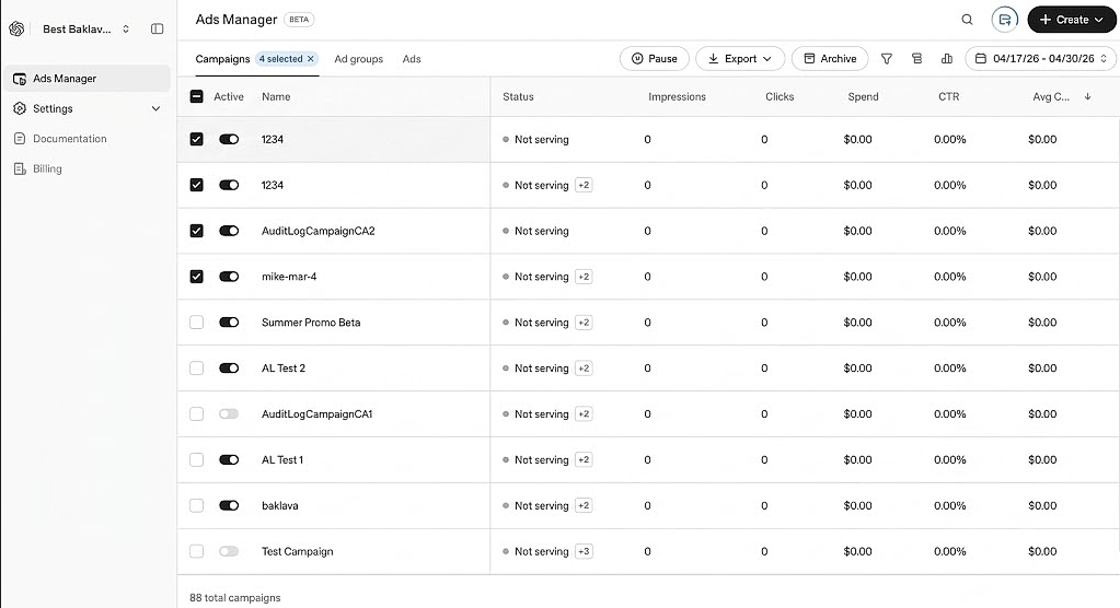 ChatGPT Ads Manager