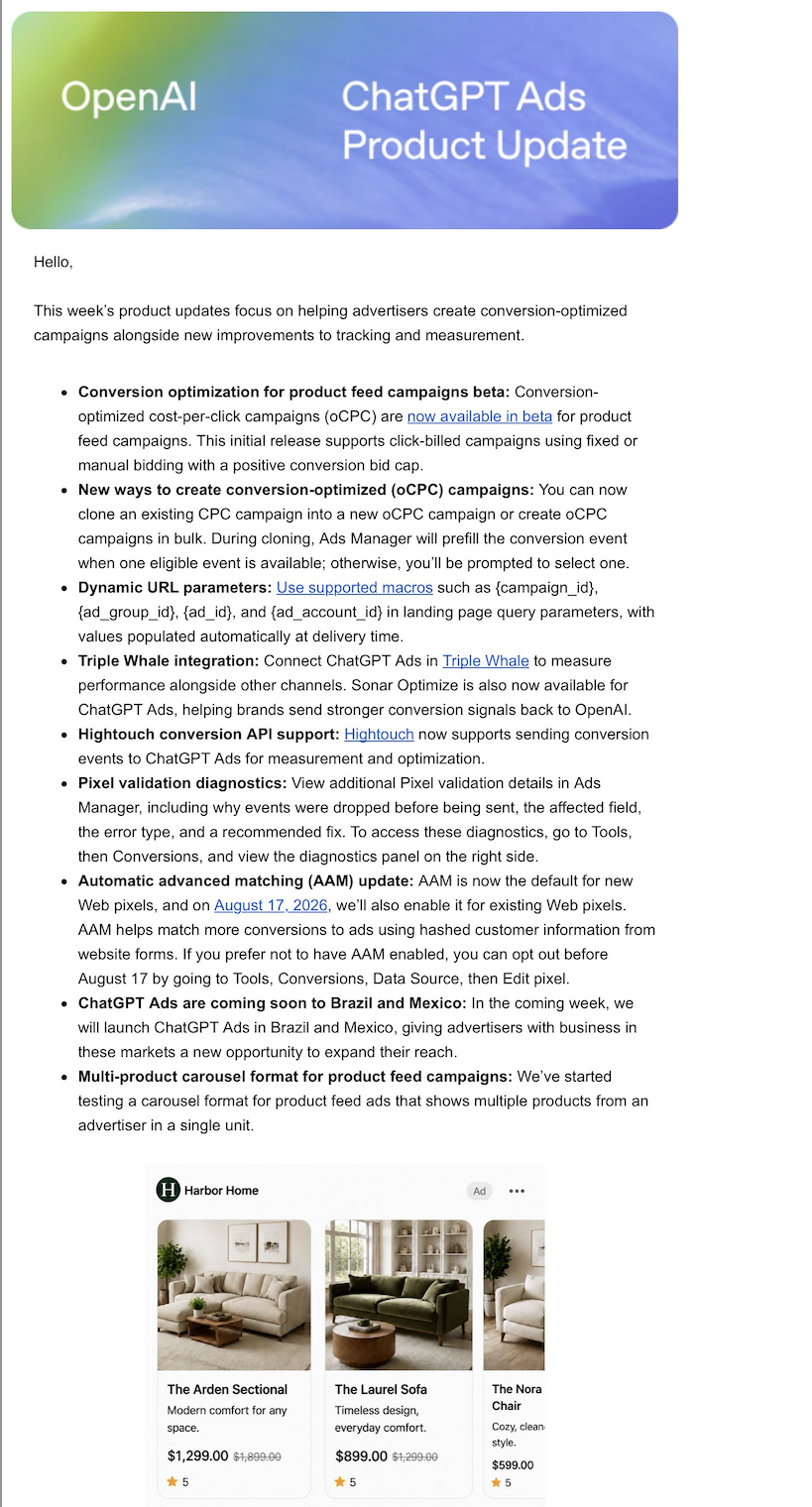 ChatGPT Product Update