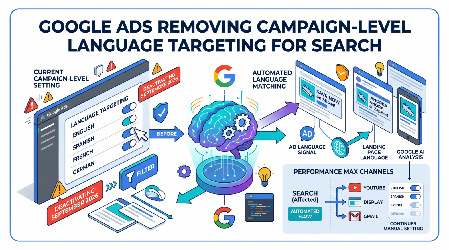 Google Ads Removes Campaign-Level Language Targeting From Search and Performance Max in September 2026
