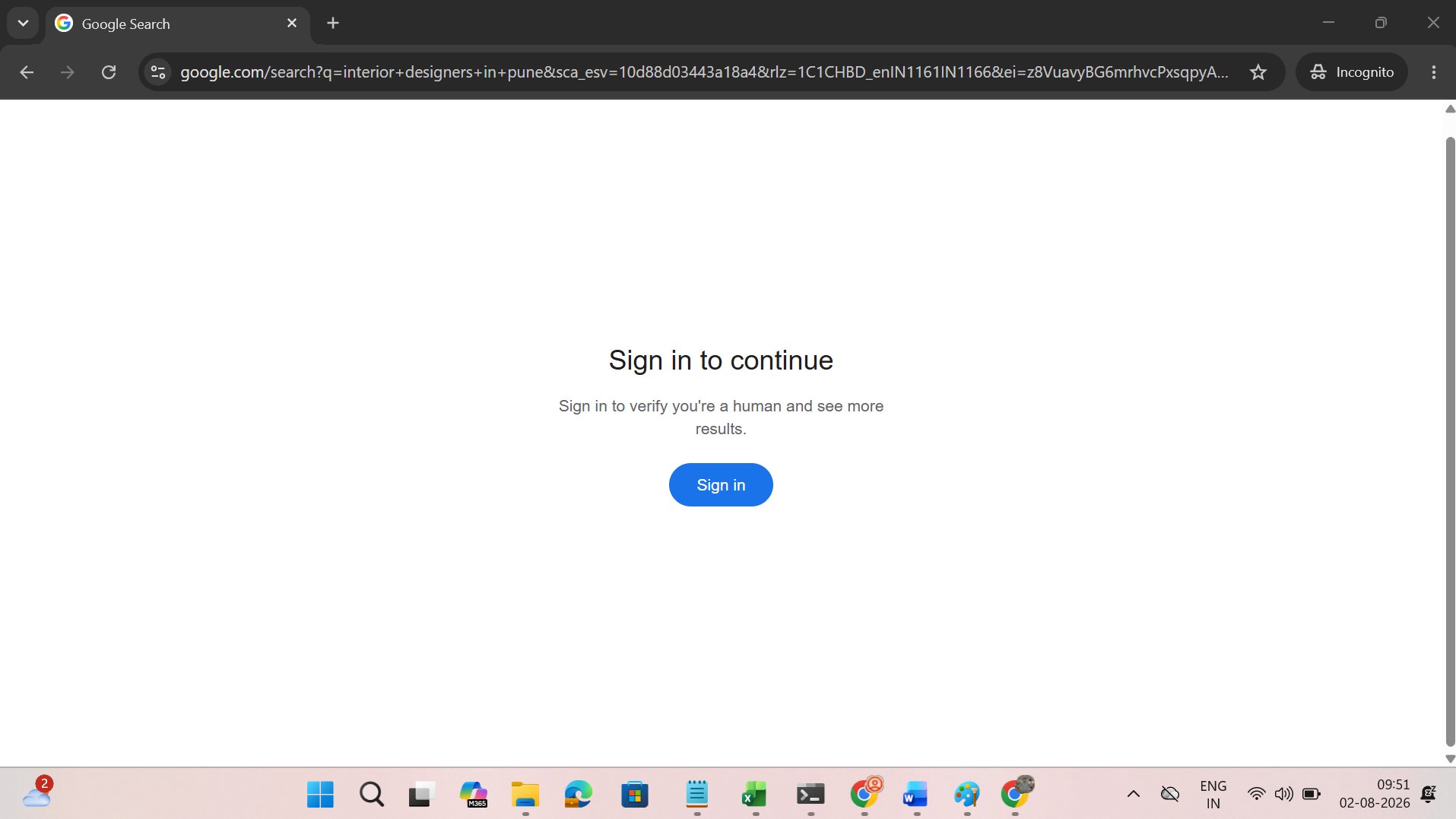 Google Search Sign In Verification
