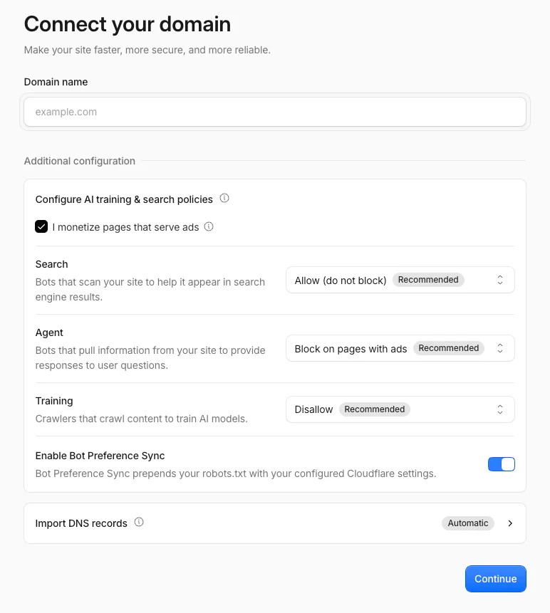 Disallow AI Training - Connect Domain