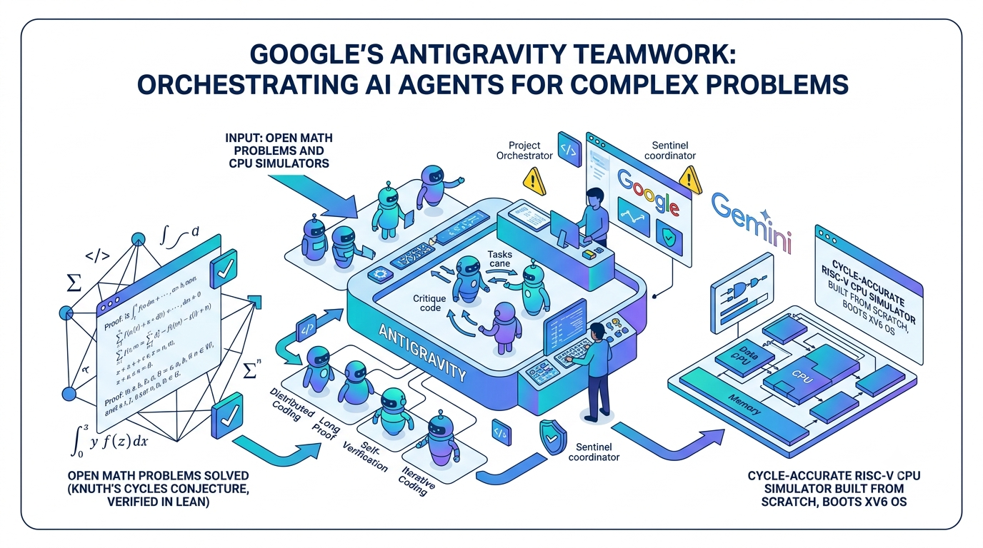 Google Antigravity's Teamwork System Uses Coordinated AI Agents to Solve Open Math Problems and Build CPU Simulators
