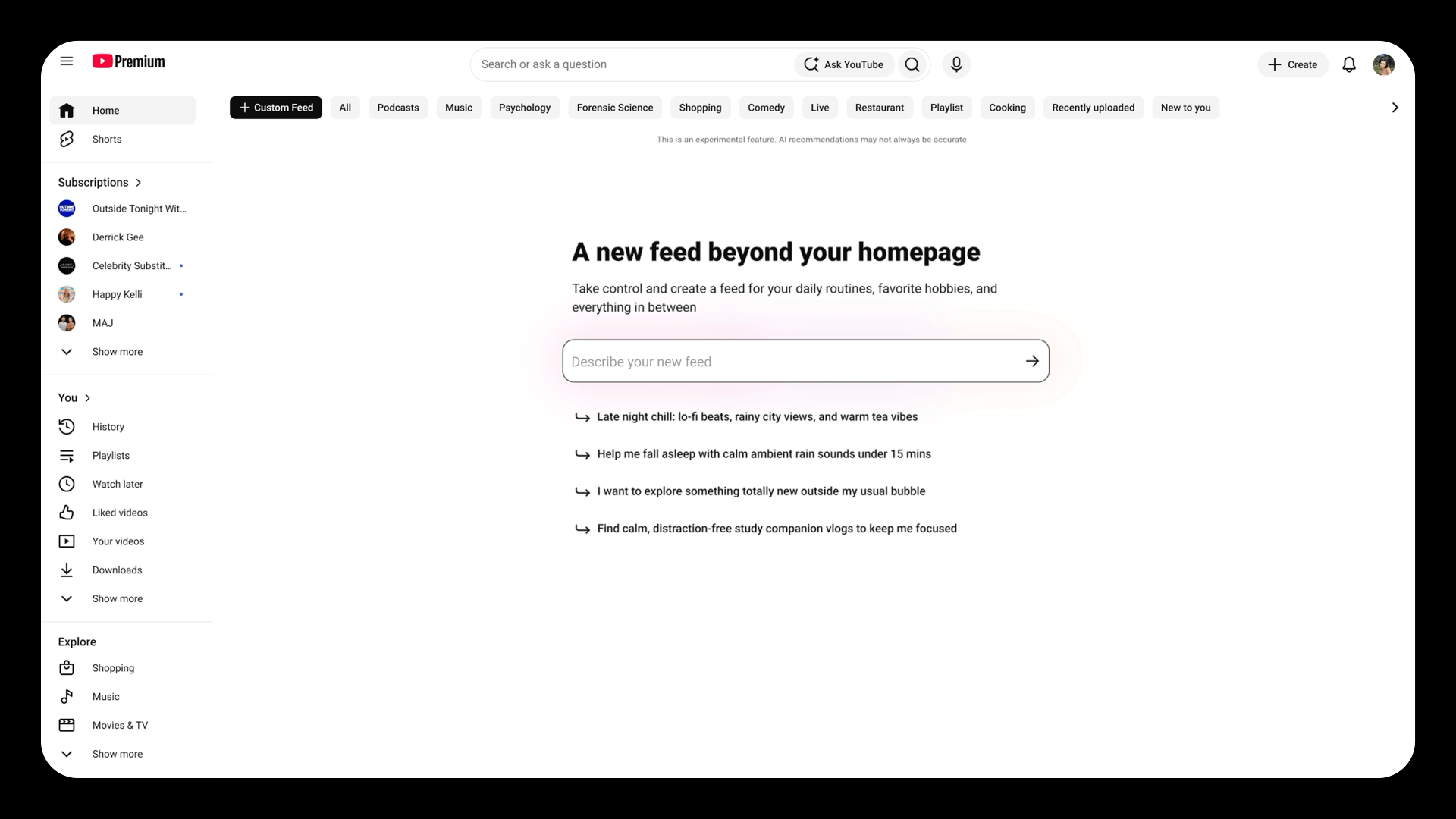 YouTube Custom Feeds