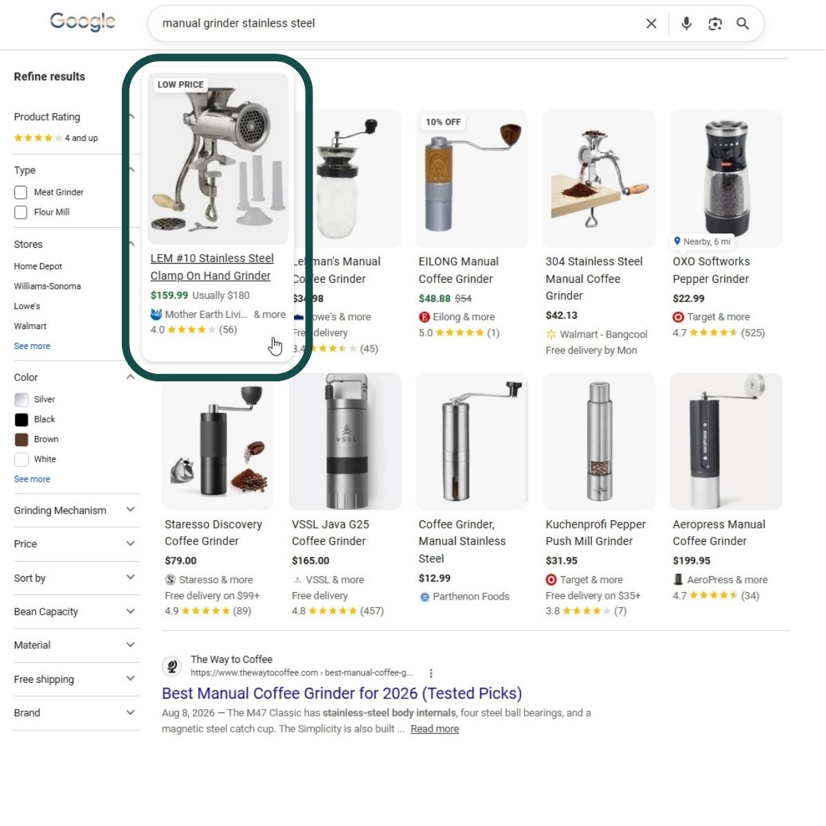 AI SERP Study Different Seller