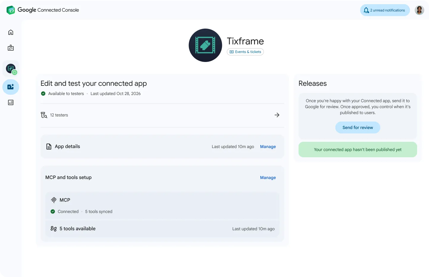 Tixframe on Connected Apps