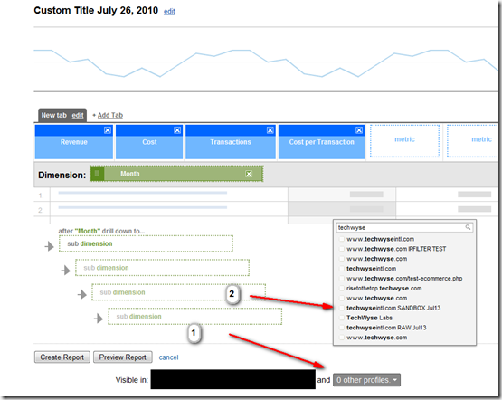 how to share Google Analytics Custom reports between profiles